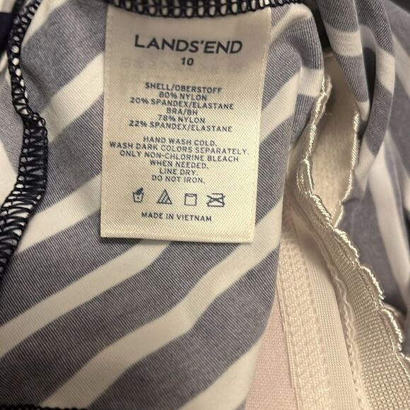 EXCELLENT CONDITION LAND’S END STRIPED TANKINI WITH PADDED SHELF BRA SIZE 10 - Picture 4 of 5